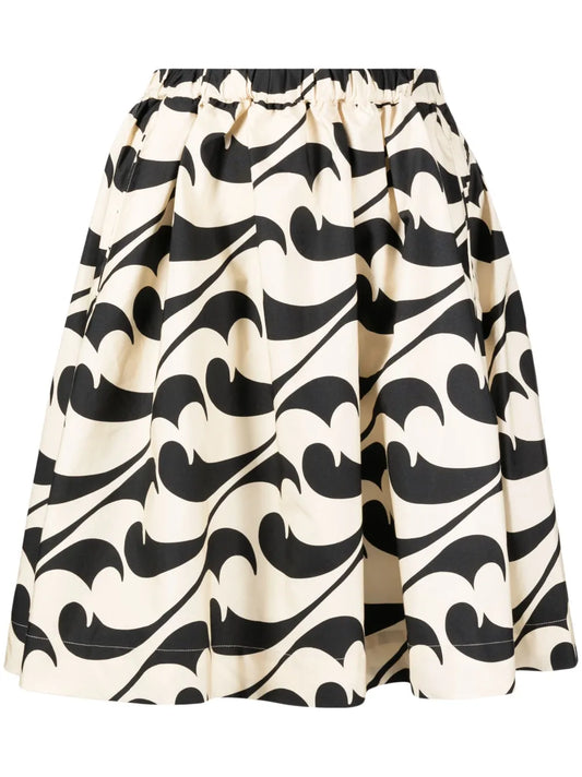 Abstract-Pattern Cotton Midi Skirt