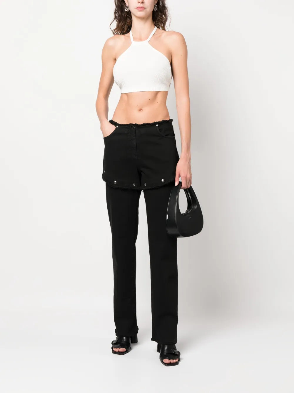 Cropped Halterneck Knit Top