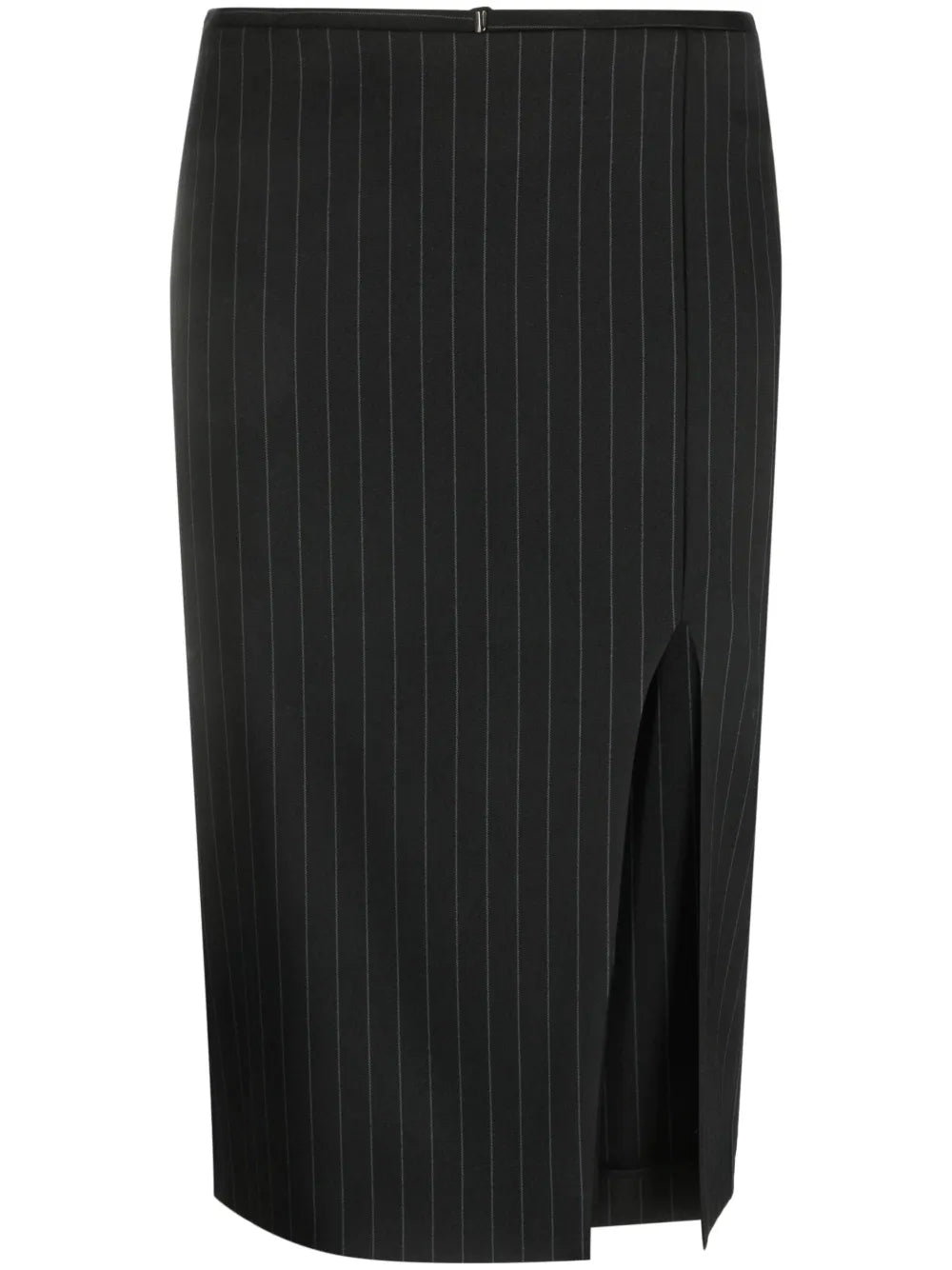 Pinstripe Slit Midi Skirt