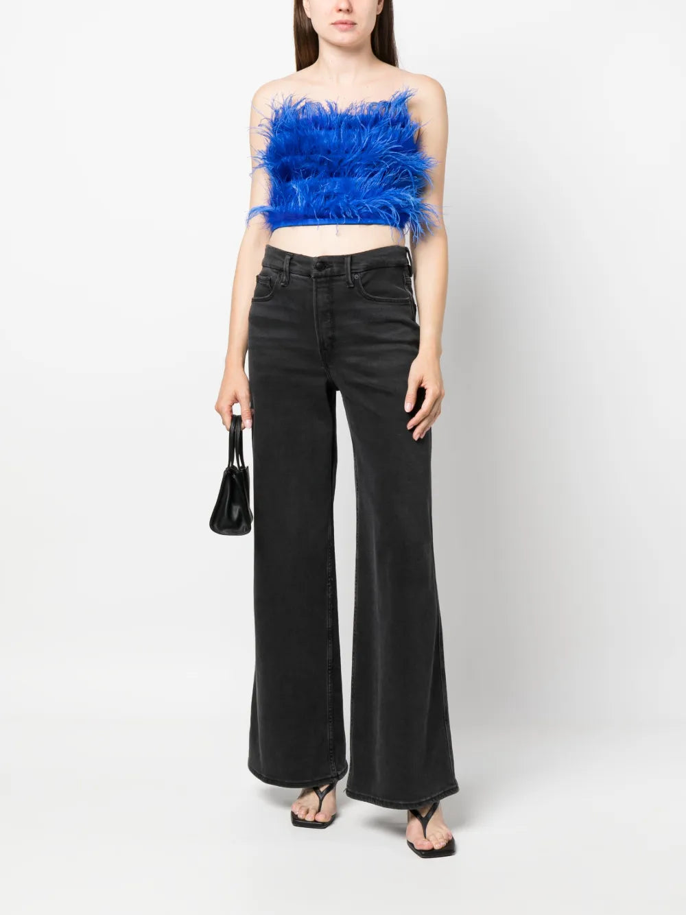 Feather-Detailing Cropped Top