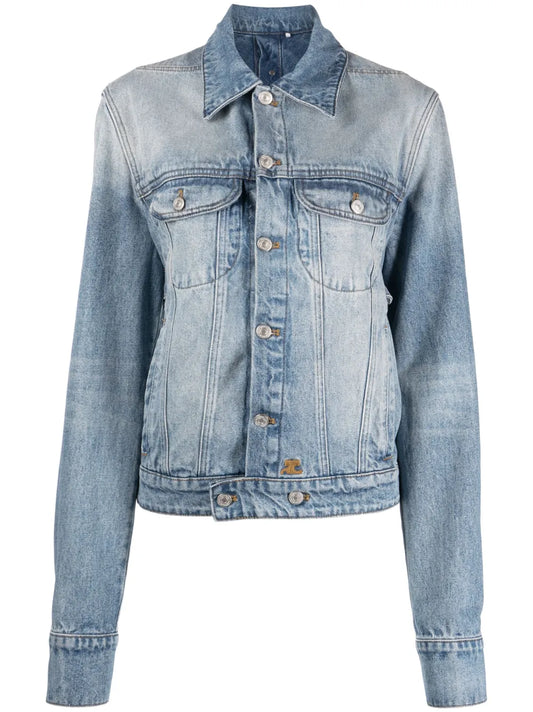 Strap-Embellished Denim Jacket
