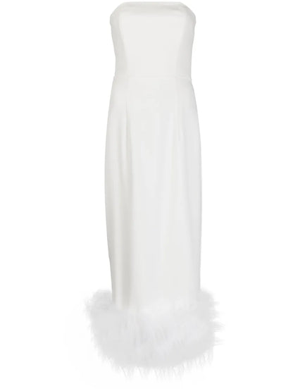 Minelli Feather-Trim Midi Dress