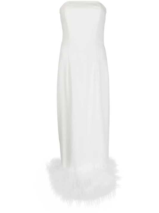 Minelli Feather-Trim Midi Dress