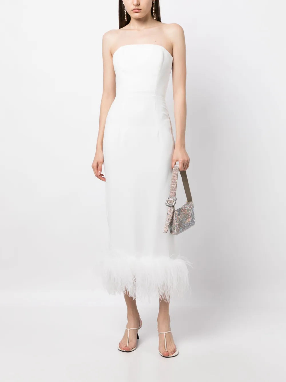Minelli Feather-Trim Midi Dress