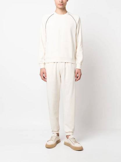 Stripe-Detail Crew-Neck Sweatshirt