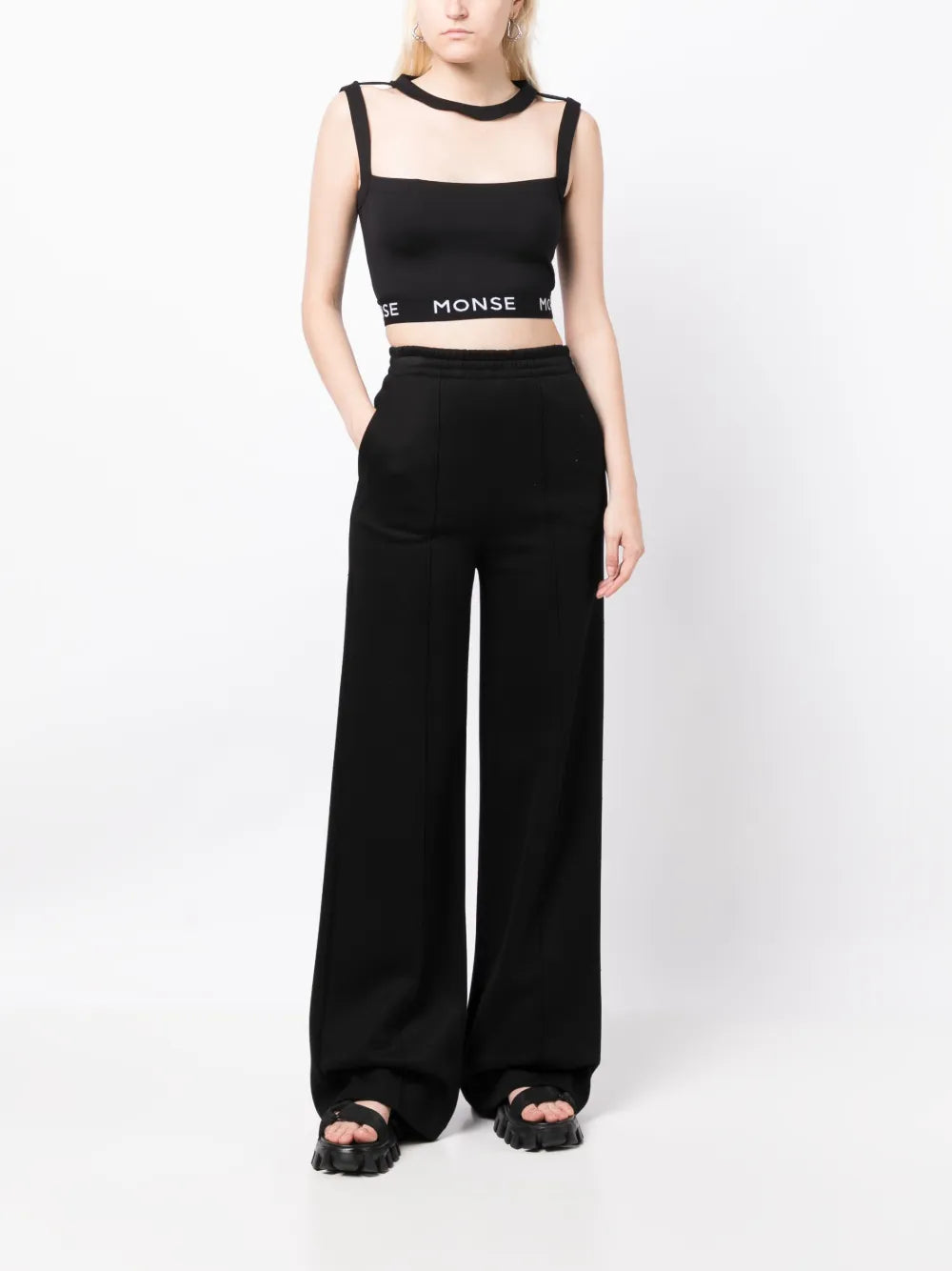 Logo-Print Panelled Crop Top