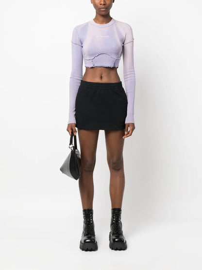 Elasticated Cotton-Blend Miniskirt
