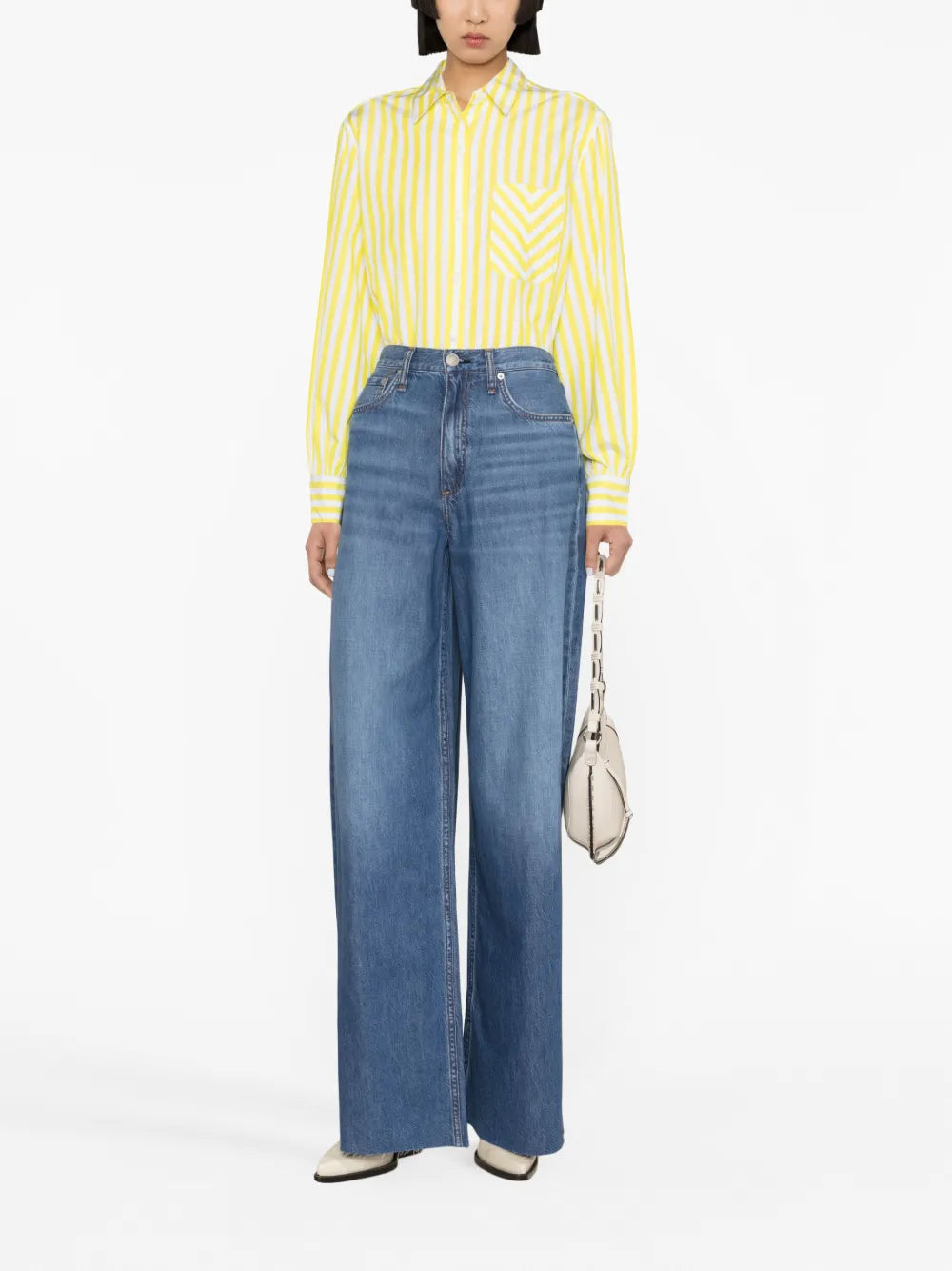 Washed-Denim Wide-Leg Jeans