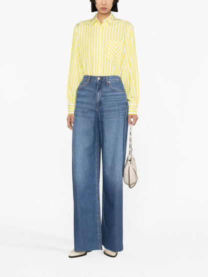 Washed-Denim Wide-Leg Jeans