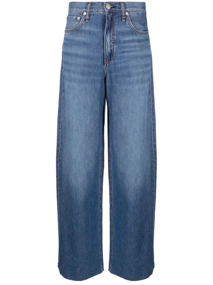 Washed-Denim Wide-Leg Jeans