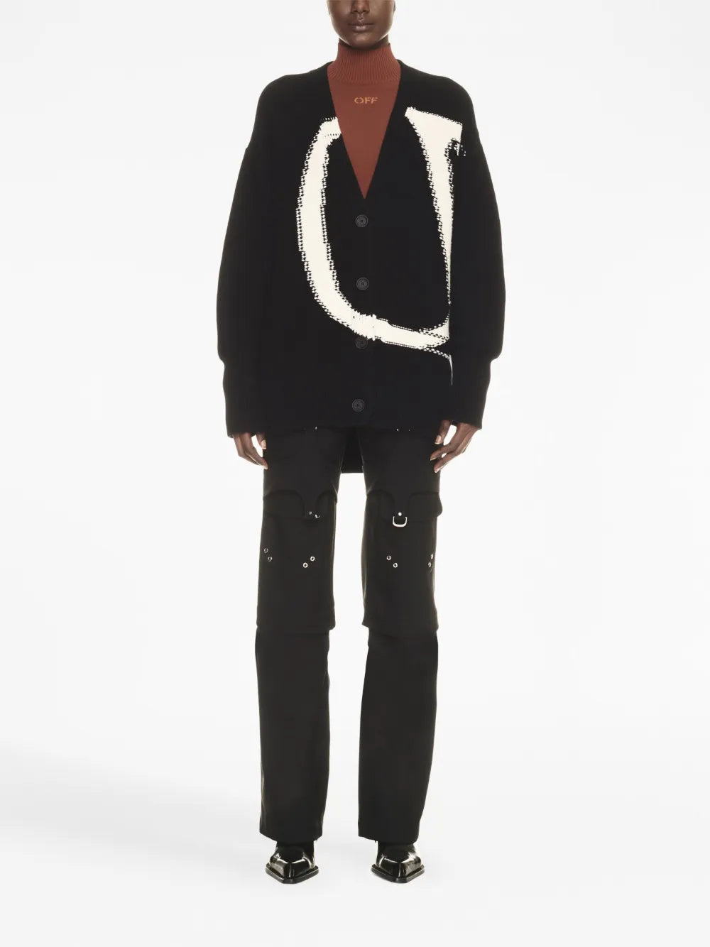 Logo-Intarsia Wool Cardigan