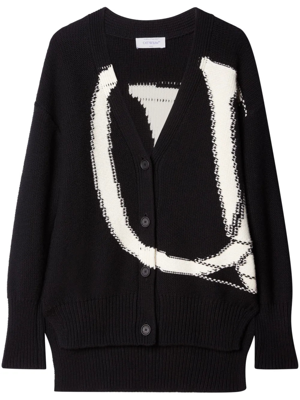 Logo-Intarsia Wool Cardigan