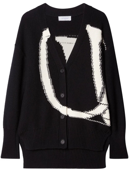 Logo-Intarsia Wool Cardigan