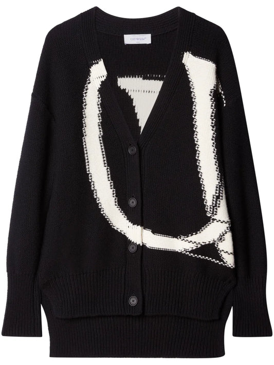 Logo-Intarsia Wool Cardigan