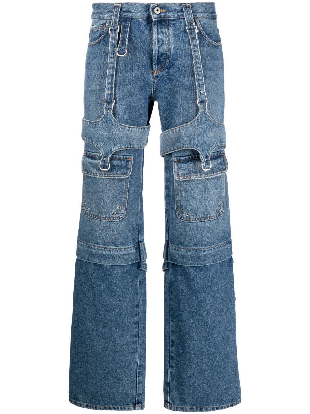 Cargo Zip Straight-Leg Jeans