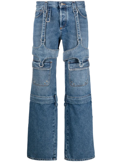 Cargo Zip Straight-Leg Jeans