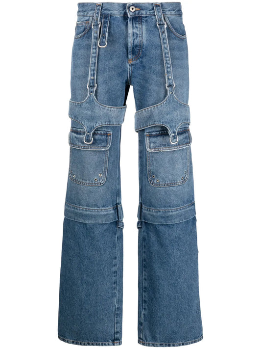 Cargo Zip Straight-Leg Jeans