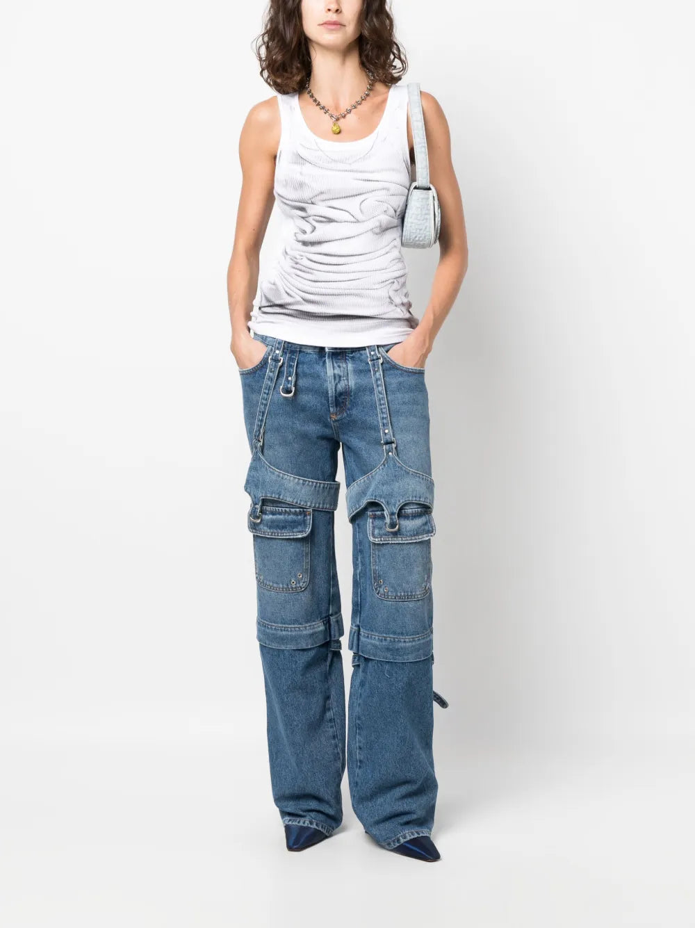 Cargo Zip Straight-Leg Jeans