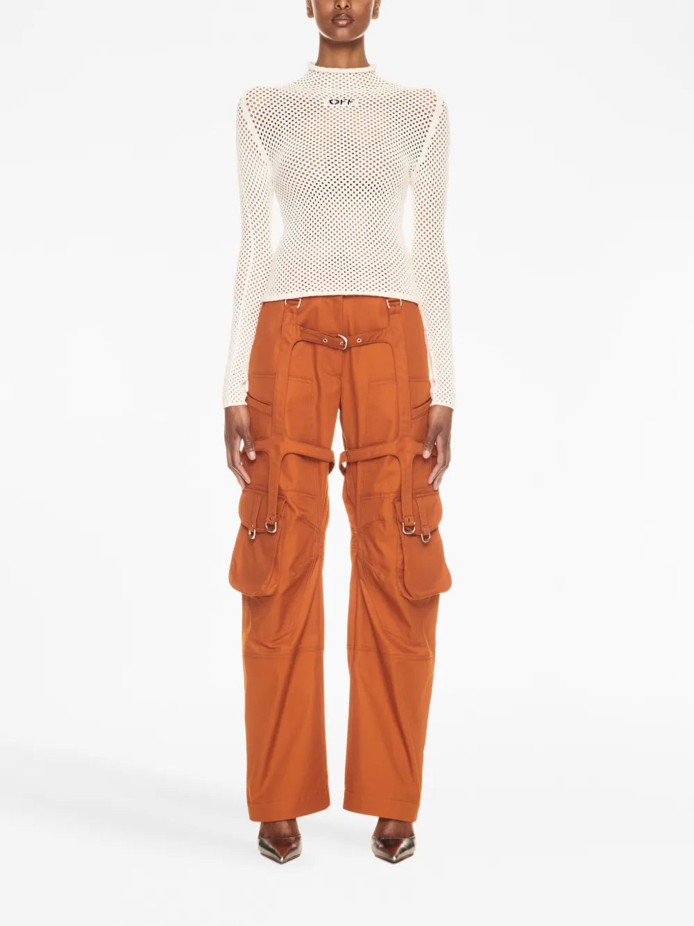 Off-Logo Open-Knit Top