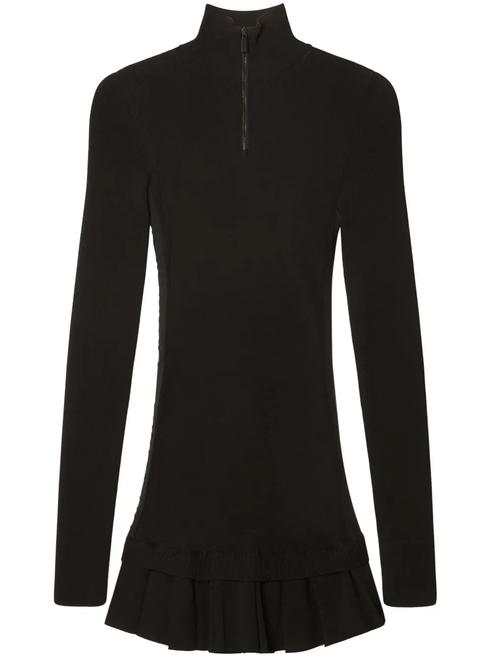 High-Neck Pleated Knitted Minidress