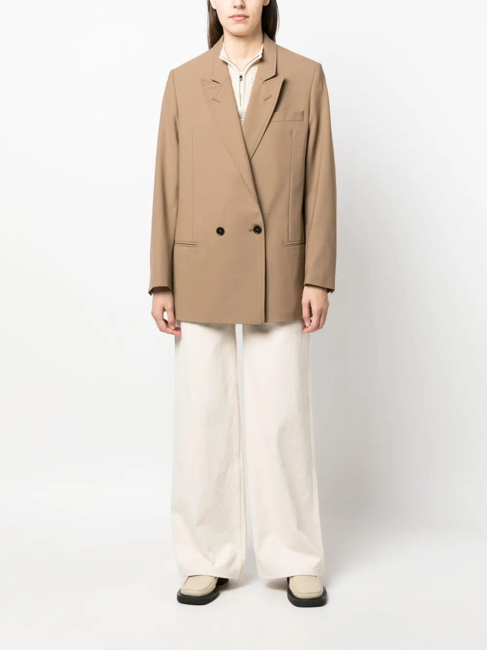 Peak-Lapels Double-Breasted Blazer