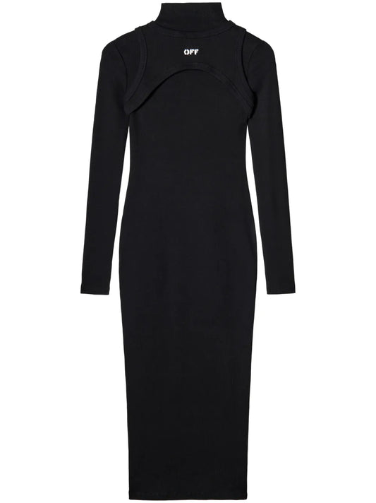 Ribbed Turtleneck Midi Dress