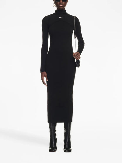 Ribbed Turtleneck Midi Dress