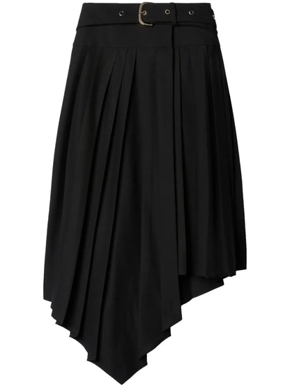 Tech Drill Pleated Asymmetric Skirt