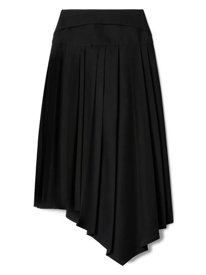 Tech Drill Pleated Asymmetric Skirt