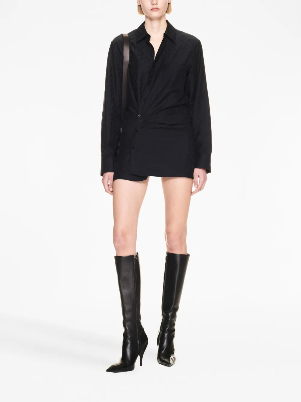 Off Jacquard Twisted Shirtdress