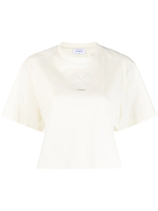 Arrows-Motif Embellished Cropped T-Shirt