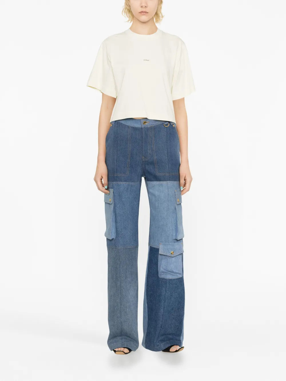 Arrows-Motif Embellished Cropped T-Shirt
