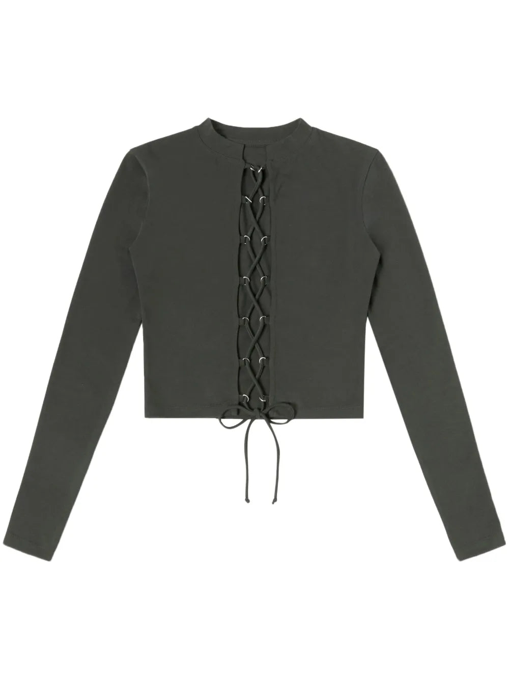 Long-Sleeved Lace-Up T-Shirt