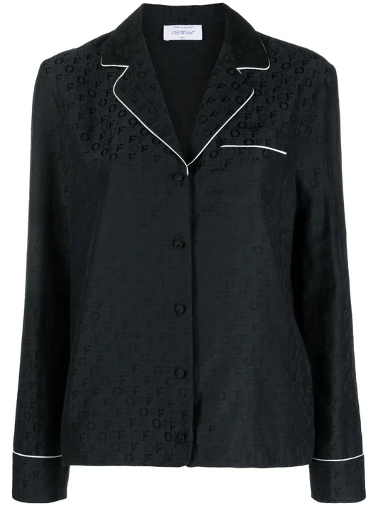 Logo-Jacquard Satin Pyjama Shirt