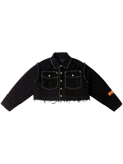 Distressed Cropped Denim Jacket