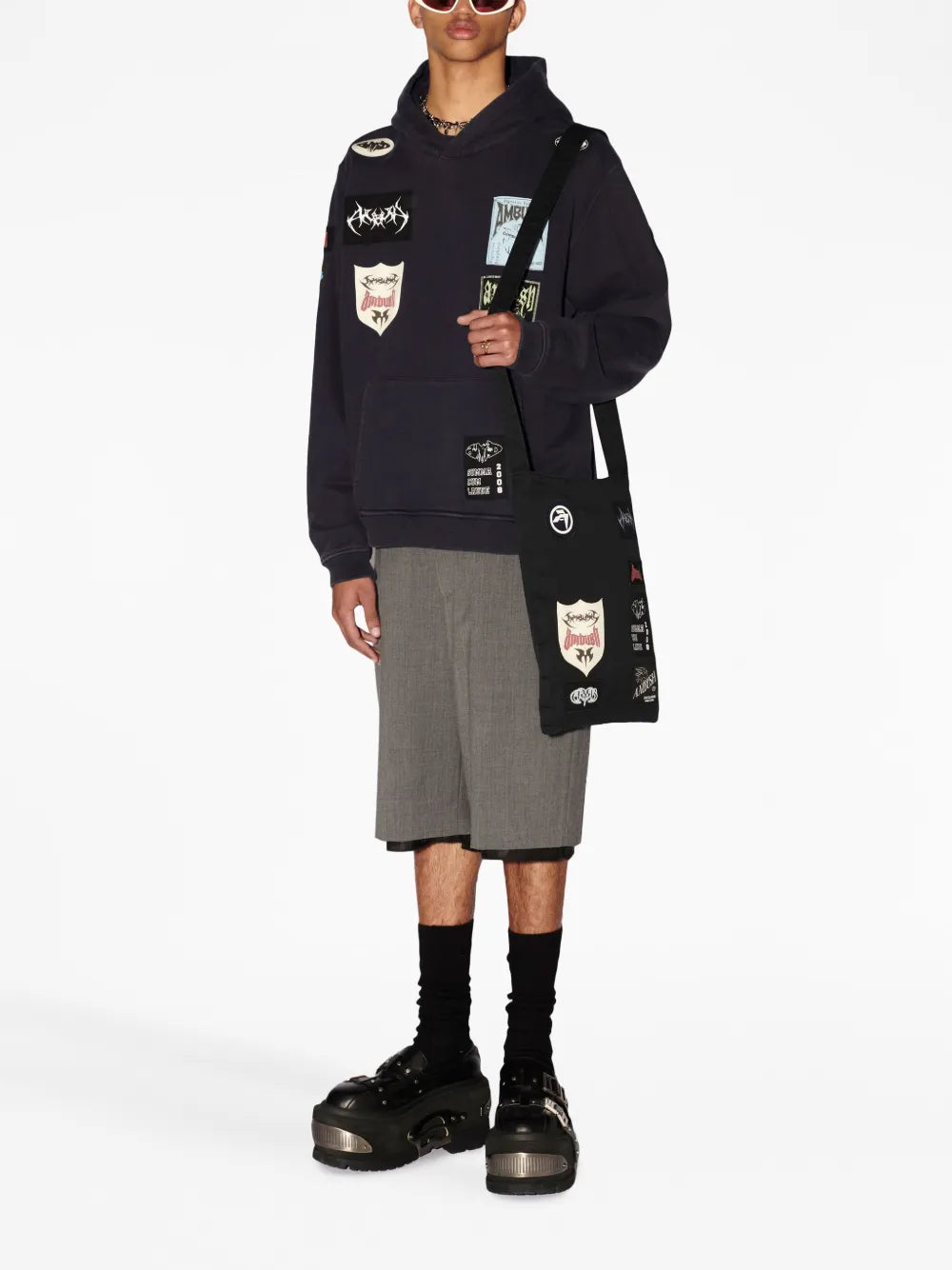 Logo-Patchwork Cotton Hoodie