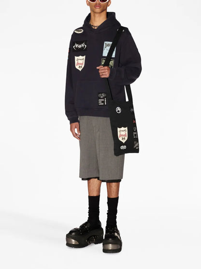 Logo-Patchwork Cotton Hoodie