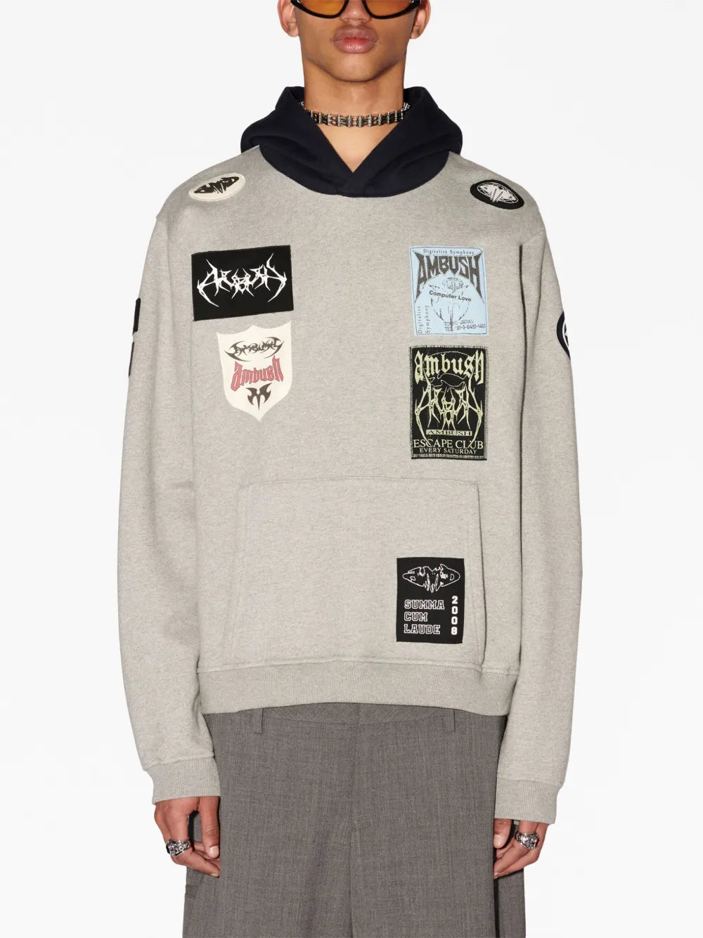 Logo-Patchwork Cotton Hoodie