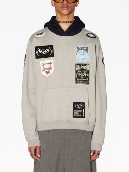 Logo-Patchwork Cotton Hoodie