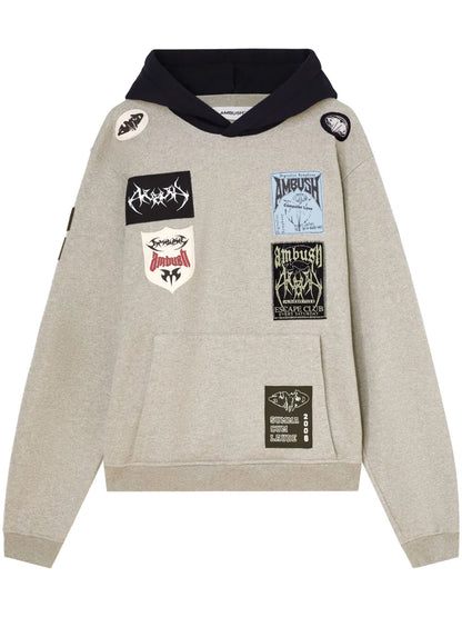 Logo-Patchwork Cotton Hoodie