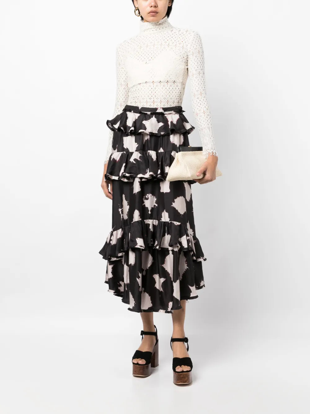 Winona Ruffled Silk Skirt