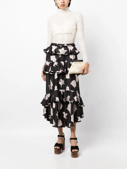 Winona Ruffled Silk Skirt