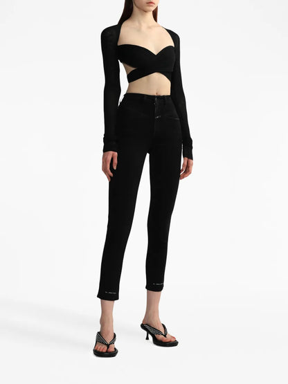Bow-Fastening Cropped Top