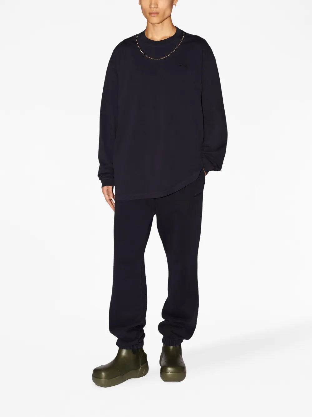 Chain-Embellished Cotton Sweatshirt