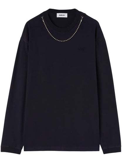 Chain-Embellished Cotton Sweatshirt
