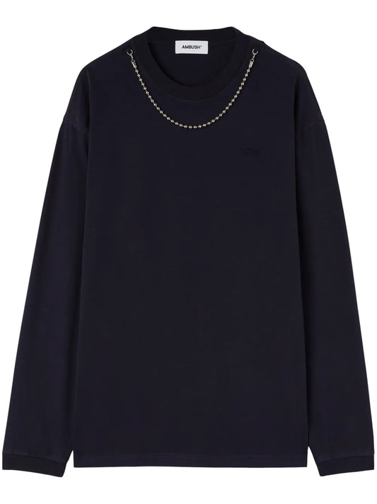 Chain-Embellished Cotton Sweatshirt