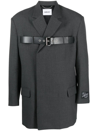 Belted-Detail Virgin-Wool Blazer