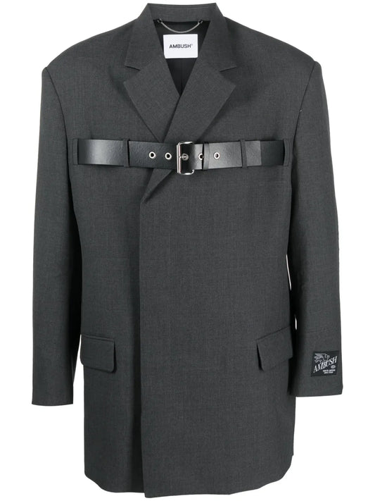 Belted-Detail Virgin-Wool Blazer