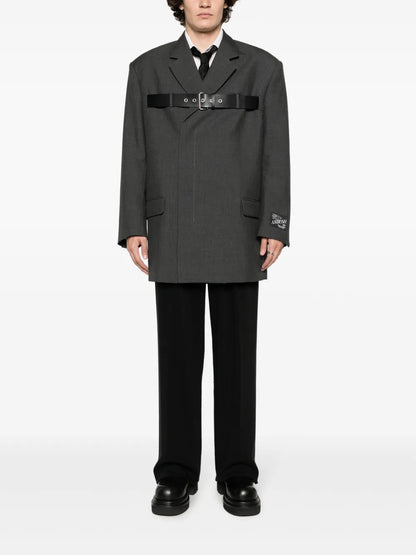 Belted-Detail Virgin-Wool Blazer
