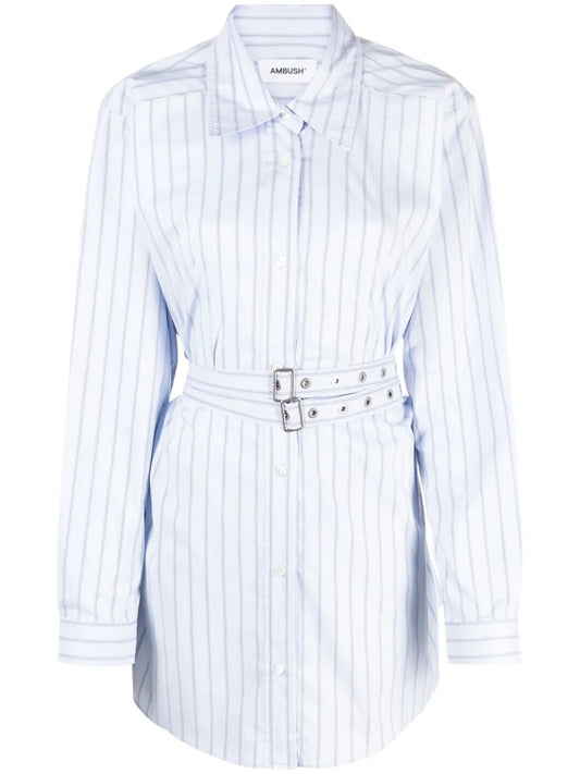 Striped Cotton-Blend Shirtdress
